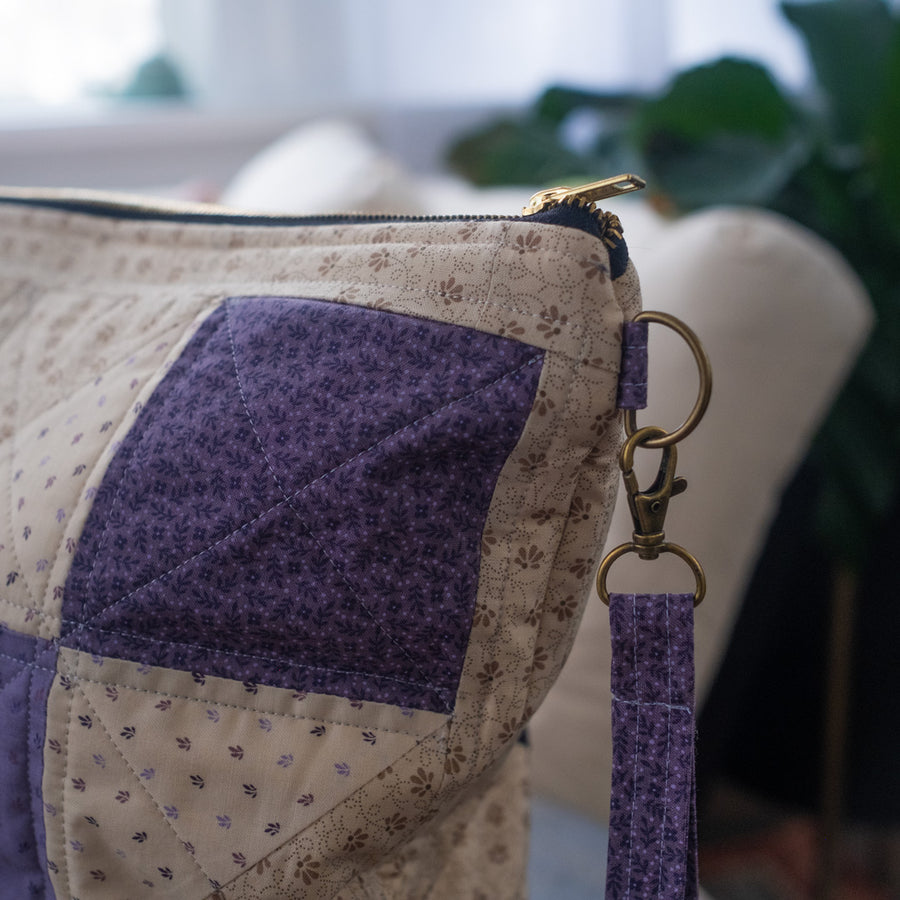 Quilted Project Bag, Purple, ZIPPER PROJECT BAG