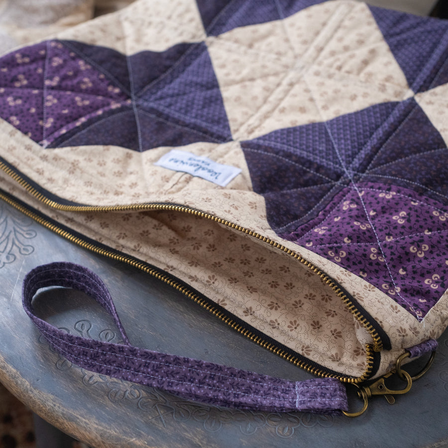 Quilted Project Bag, Purple, ZIPPER PROJECT BAG